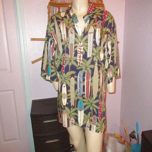 Vtg Reyn Spooner Men's Hawaiian Shirt Size XL Surfboards Button Up Camp Resort - Picture 1 of 11